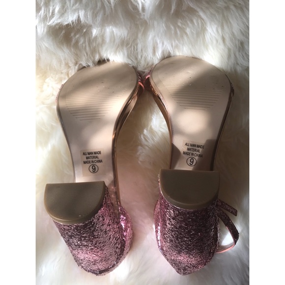 women’s pink glitter high heels with straps size 9 - Picture 6 of 6